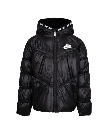 Doudoune à capuche Enfant CHEVRON SOLID PUFFER JACKET Noir