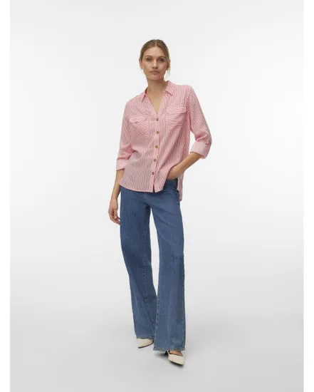 Chemisier Femme VMBUMPY L/S SHIRT NEW WVN GA NOOS Corail Rayé