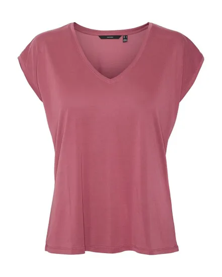 T-shirt manches courtes Femme VMFILLI SS V-NECK TEE GA NOOS Rose