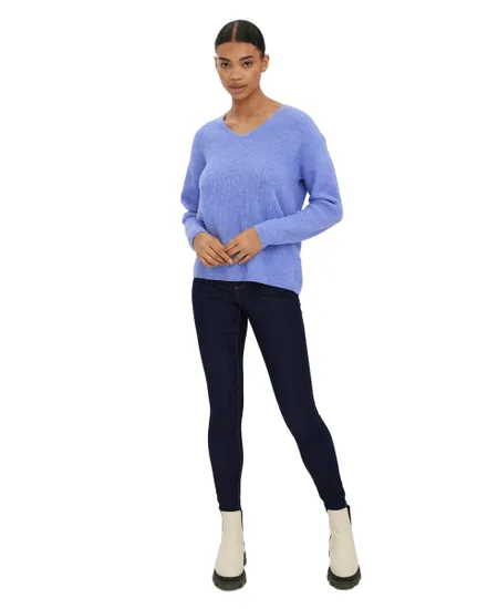 Blouse Femme VMCREWLEFILE LS V-NECK BLOUSE NOOS