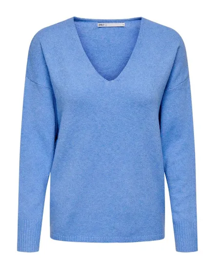 Pull en maille manches longues Femme ONLRICA LIFE L/S V-NECK PULLO KNT NOOS Bleu