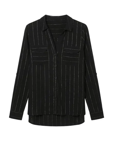 Chemisier Femme VMBUMPY LS GLITTER SHIRT WVN GA NOOS Noir/Argent