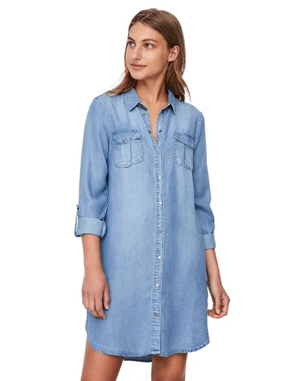 Robe Femme VMSIGGA LS Short Dress Lt Bl Ga Noo