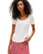T-shirt col V Femme REG SOFT RIB ESSENTIAL SS Écru