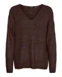 Pull manches longues Femme VMCREWLEFILE LS V-NECK BLOUSE NOOS Marron