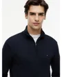 Pull col zippé Homme ESSENTIAL COTTON ZIP MOCK Bleu Marine