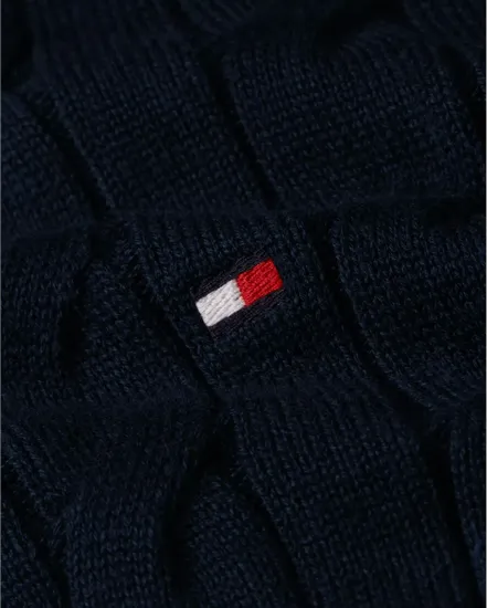 Pull Homme CLASSIC COTTON CABLE CREW NECK Bleu