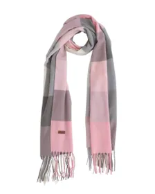 Echarpe Femme A FRANGES MOTIF GRANDS CARREAUX Rose