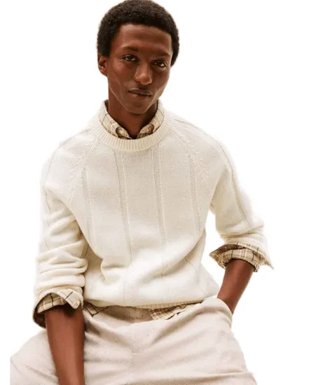 Pull col rond Homme DC TEXTURED STRIPE CREWNECK Écru