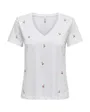 T-shirt manches courtes Femme ONLKETTY LIFE S/S V-NECK TOP BOX JRS Blanc