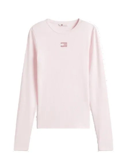 T-shirt manches longues Femme SLIM LS BADGE TE Rose Pale