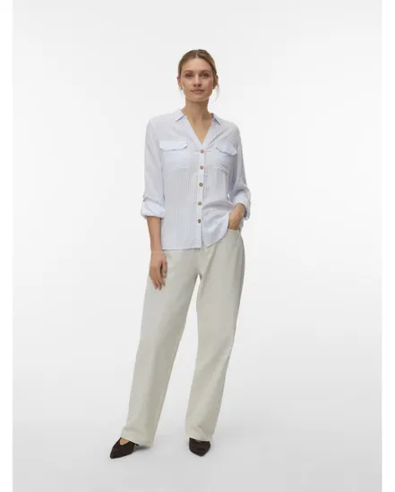 Chemisier Femme VMBUMPY L/S SHIRT NEW WVN GA NOOS Bleu Rayé