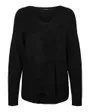 Pull manches longues Femme VMCREWLEFILE LS V-NECK BLOUSE NOOS Noir