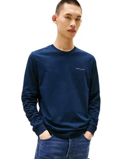 T-shirt manches longues Homme SLIM CHEST LINEA Bleu Marine