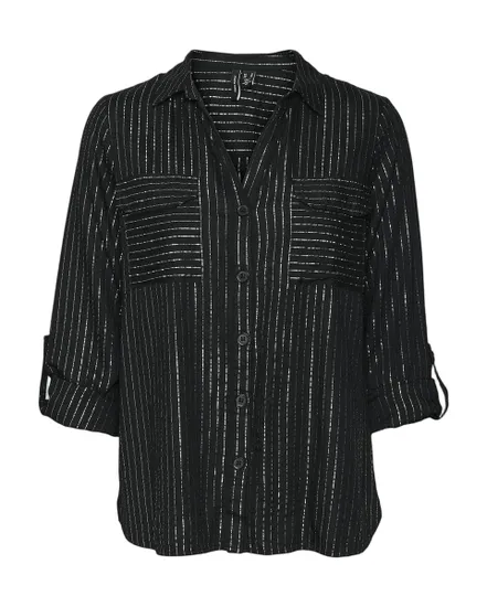 Chemisier Femme VMBUMPY LS GLITTER SHIRT WVN GA NOOS Noir/Argent