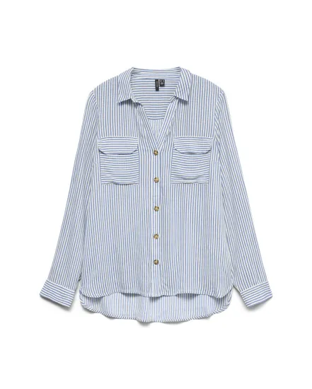 Chemisier Femme VMBUMPY L/S SHIRT NEW WVN GA NOOS Bleu Rayé