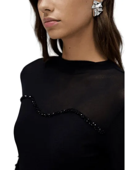 Top manches longues Femme LONGSLEEVE WITH TRANSPARENCY Noir