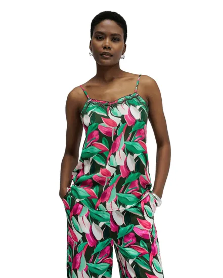 Top Femme Bretelles Ajustables Broderie Floral