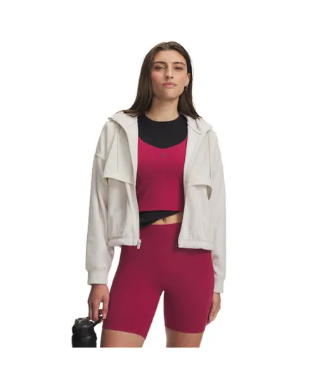 Veste zip Femme UA PERFORMANCE FLEECE JKT Beige