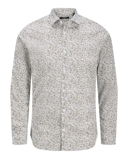 Chemise manches longues Homme JPRBLABLACKPOOL STRETCH AOP LS SHIRT SN Blanc