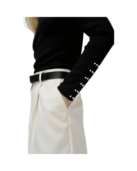 Pull Femme Col Montant Perles