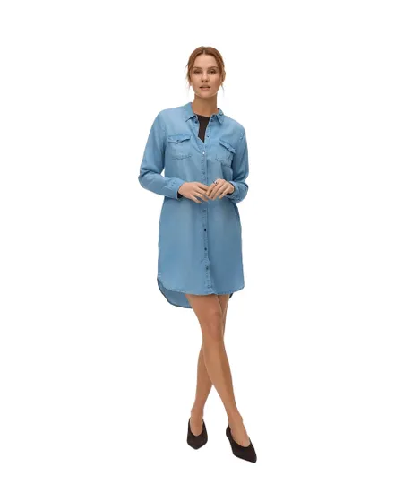 Robe Femme VMSIGGA LS Short Dress Lt Bl Ga Noo
