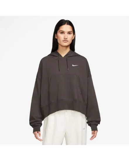 Sweat à capuche manches longues Femme W NSW JRSY OS PO HOODIE Marron