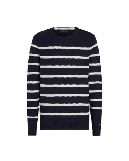 Pull col rond Homme DC HORIZONTAL STRIPE Bleu Marine/Ivoire
