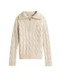 Pull col V Femme SOFT WOOL CABLE 1/2 Écru Chiné