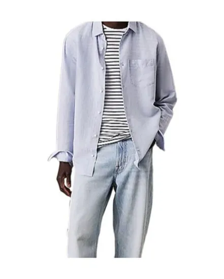 Chemise Homme LINEN COTTON REGULAR L/S SHIRT Bleu