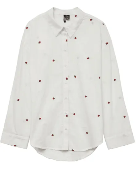 Chemisier Femme VMODONA LS SHIRT WVN NOOS Blanc à motifs