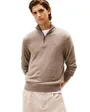 Pull col zippé Homme PIMA ORG CTN CASHMERE ZIP MOCK Taupe Chiné