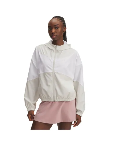 Veste zip à capuche Femme UA RIVAL WOVEN JKT HD Blanc