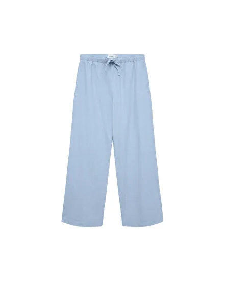 Pantalon Femme VMNORMAMILLY LW WIDE Chambray String