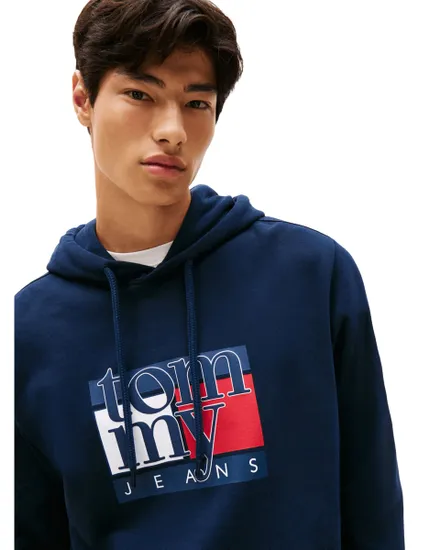 Sweat à Capuche Homme Tommy Jeans Reg Rwb Flag Hoodie Ext