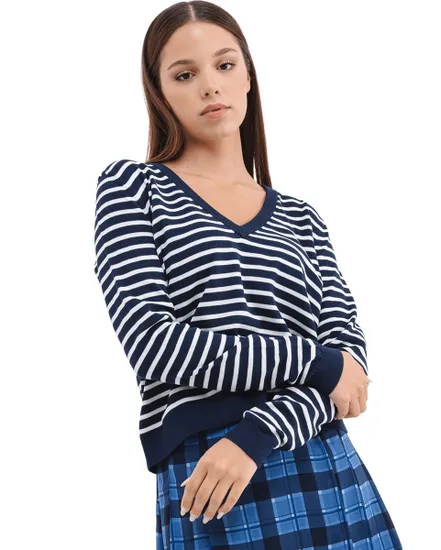 Pull Femme Rayé Col V