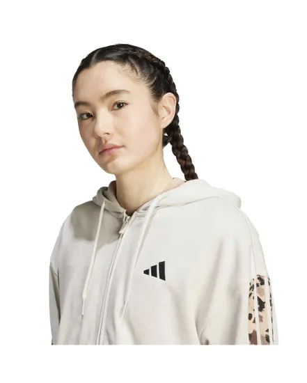 Sweat zip à capuche Femme W AOP FT FZ Beige