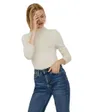 Pull col roulé Femme VMGLORY LS ROLLNECK BLOUSE GA NOOS Écru