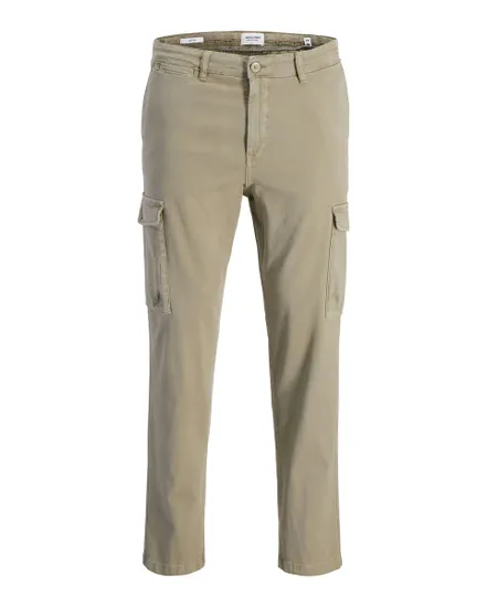 Pantalon carotte Homme JPSTACE ARTHUR DOBBY CARGO SN Gris