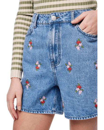 Short Jean Femme Broderie Florale