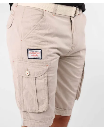 Short Homme BERMUDA RAYE CEINTURE INTEGREE Beige