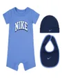 Ensemble bébé 3 PCES Bébé garçon 3PC ROMPER, HAT, BIB SET Bleu