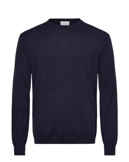 Pull col rond Homme LS 100% MERINO CREW 14GG Saphir Foncé