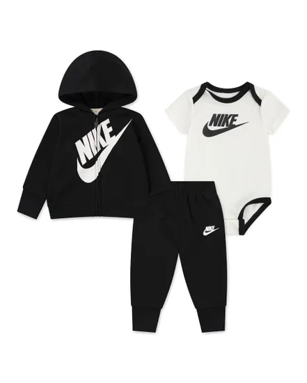 Ensemble de survetement + body Bébé NKN SUSTAINABLE 3PC FZ SET Noir