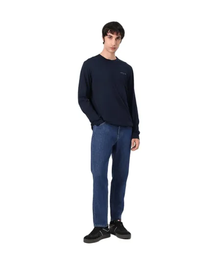 T-shirt manches longues Homme SLIM CHEST LINEA Bleu Marine