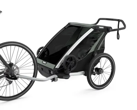 Remorque pour enfant 2 places CHARIOT LITE Aluminium/Vert Agave
