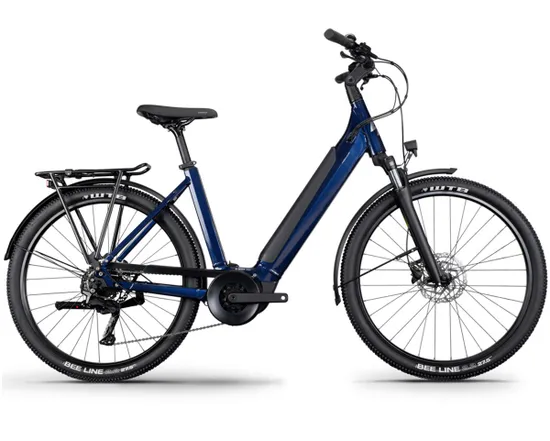 VTT électrique semi rigide Unisexe E-EXPLORER 5.5 LOW Bleu Hexagone
