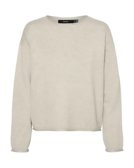 Pull Femme VMSABA ROLL LS O-NECK PULLOVER GA NOOS Beige