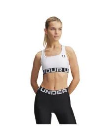 Brassière Femme UA HG MID BRANDED Blanc