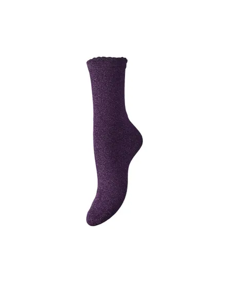 1 Paire de chaussettes Femme PCSEBBY GLITTER LONG SOCKS NOOS BC Violet